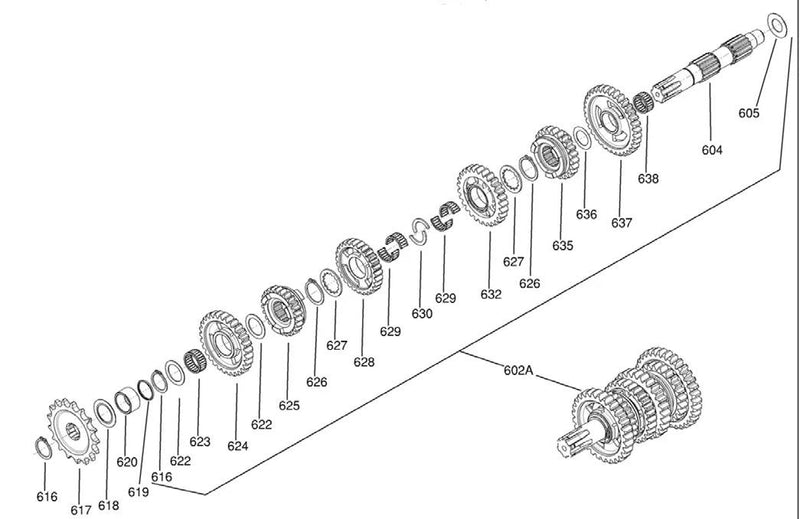 [602A] COMPLETE SECONDARY SHAFT